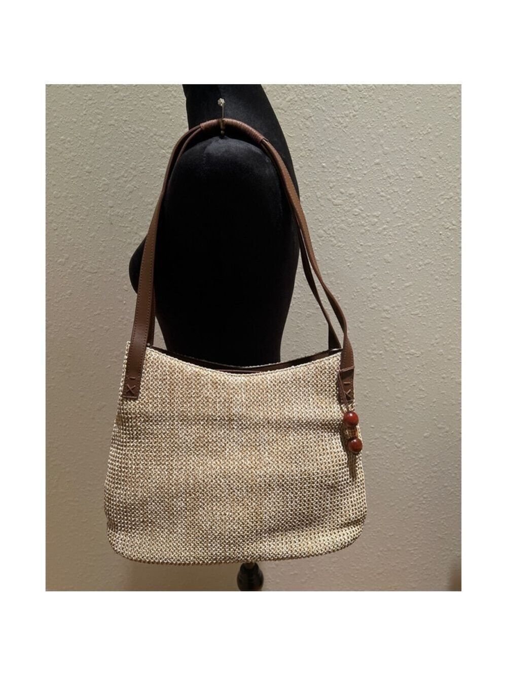 Women's Relativity Beige & Brown Woven Shoulder Bag 
9 x 13 x 4